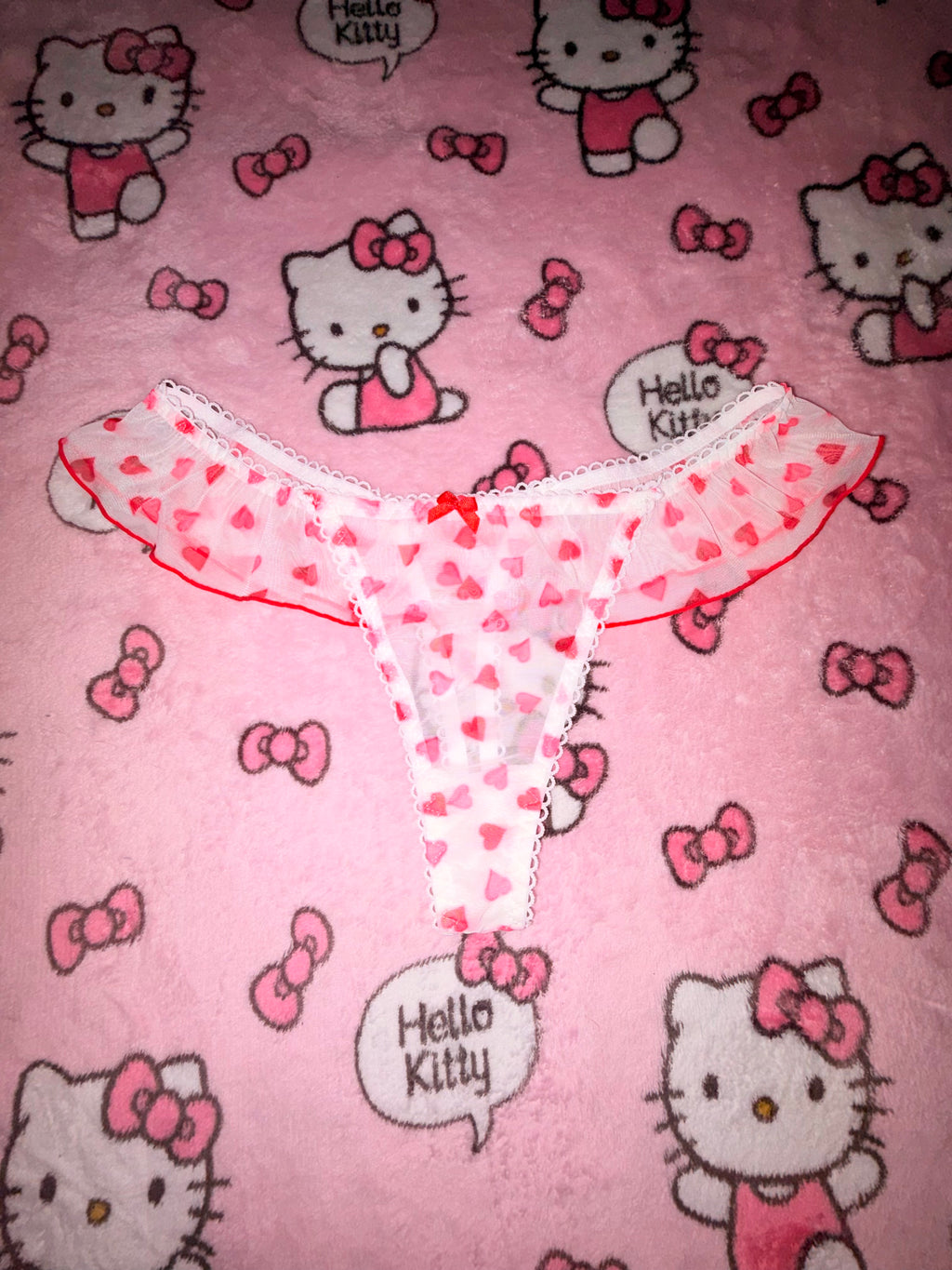 Sheer Heart Ruffle Thomg Panties