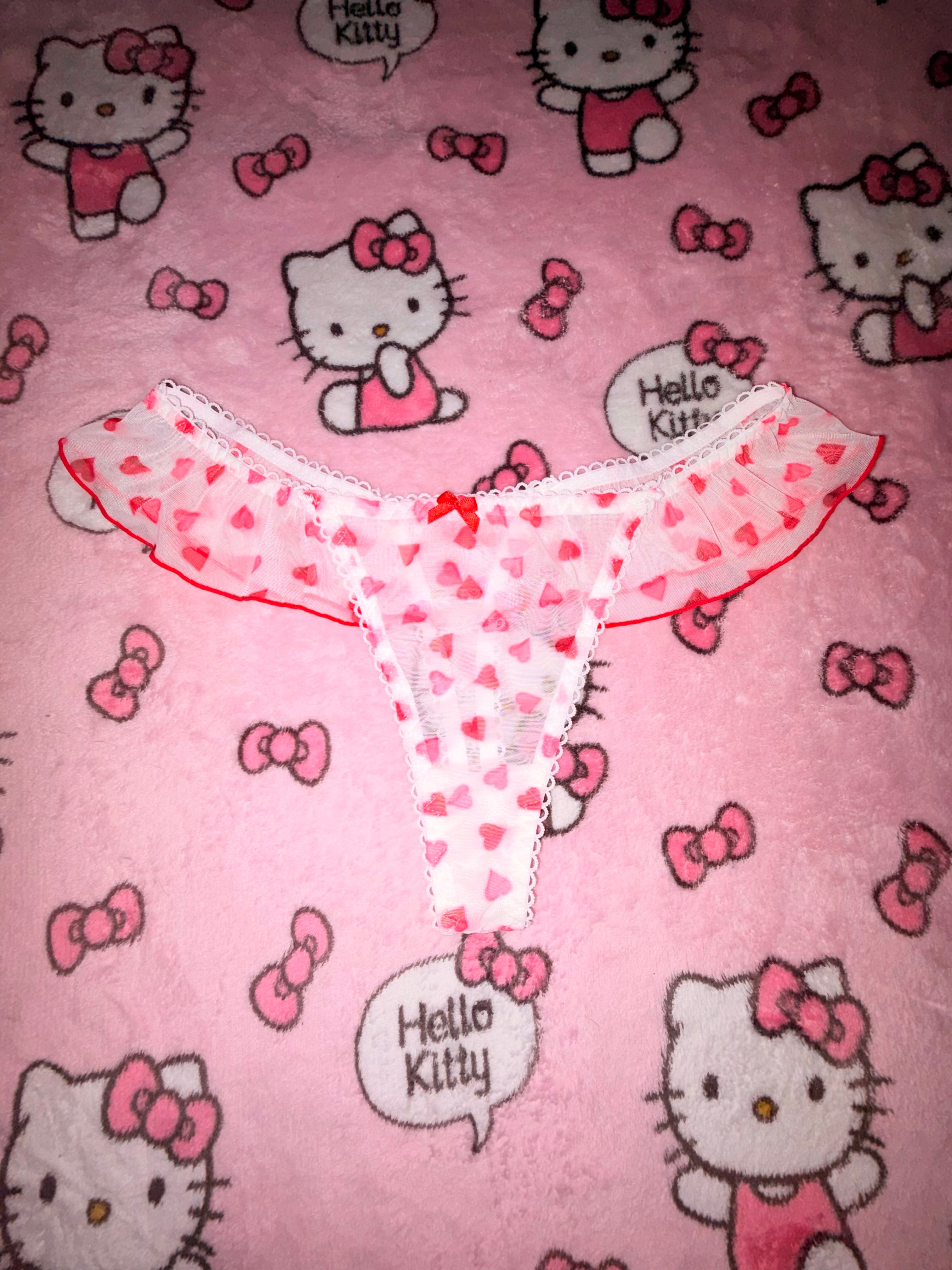 Sheer Heart Ruffle Thomg Panties