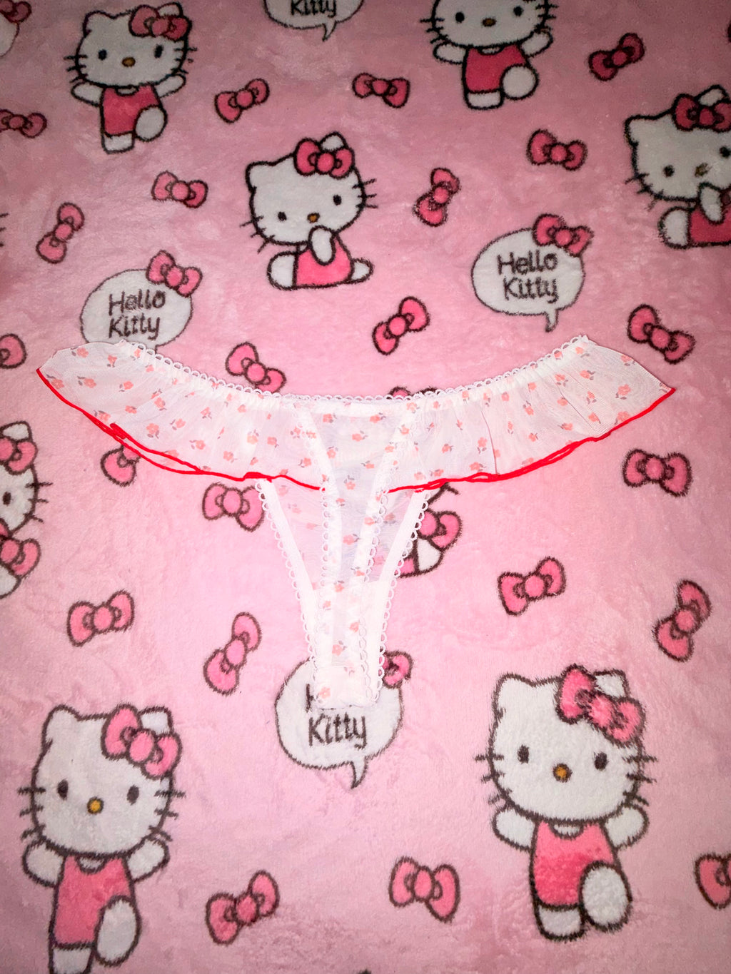 Floral Sheer Ruffle Thong