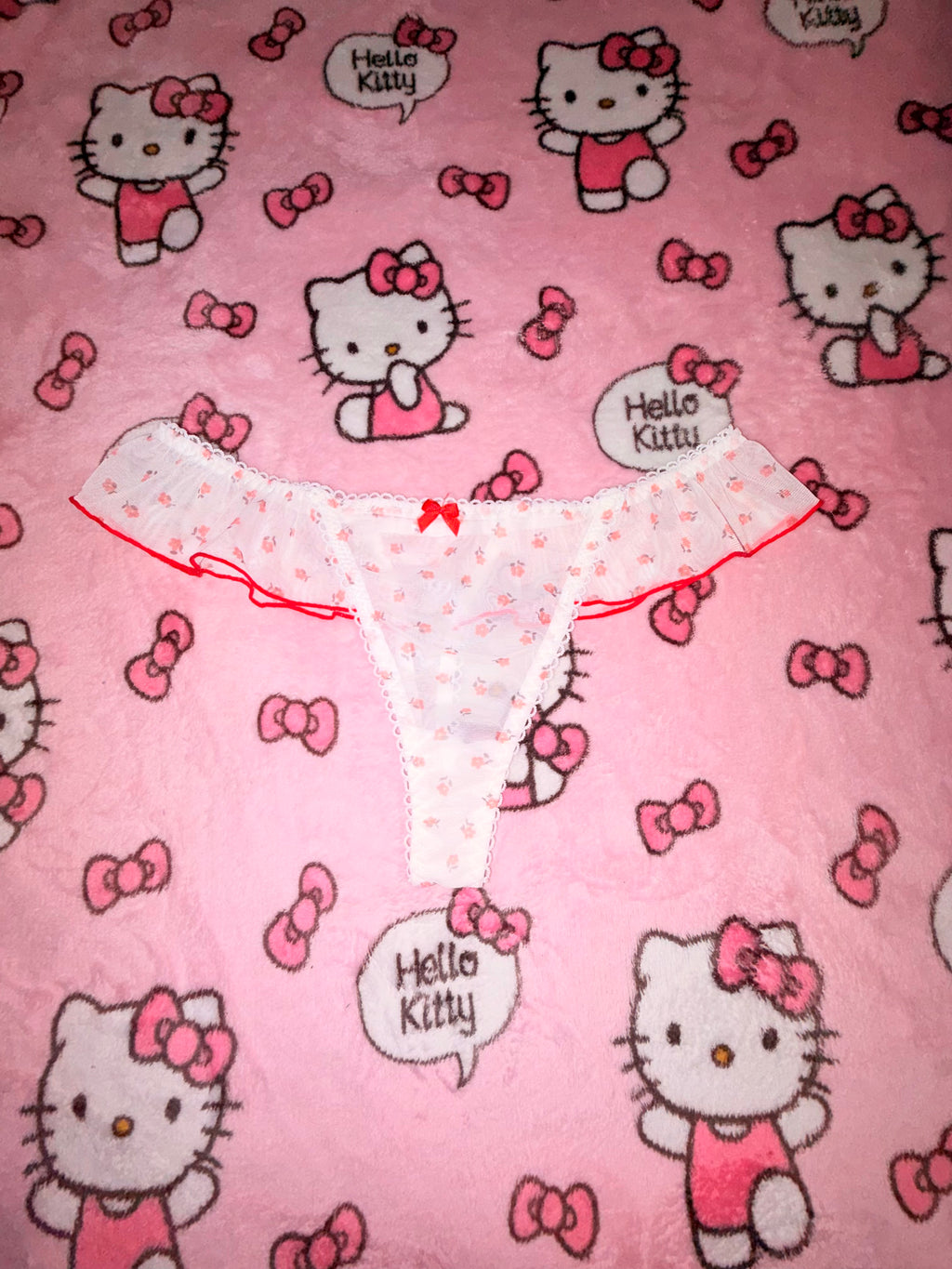 Floral Sheer Ruffle Thong