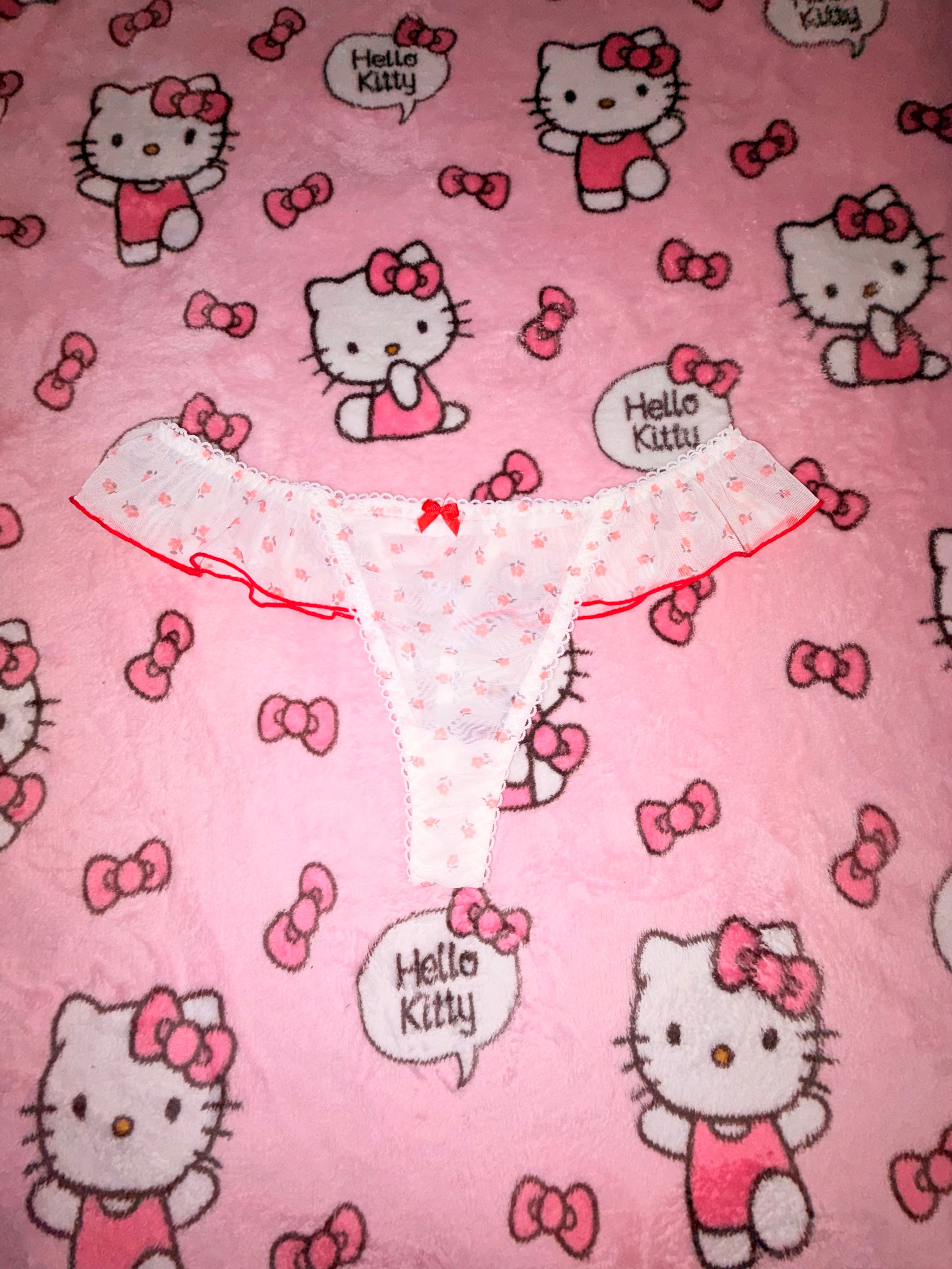 Floral Sheer Ruffle Thong